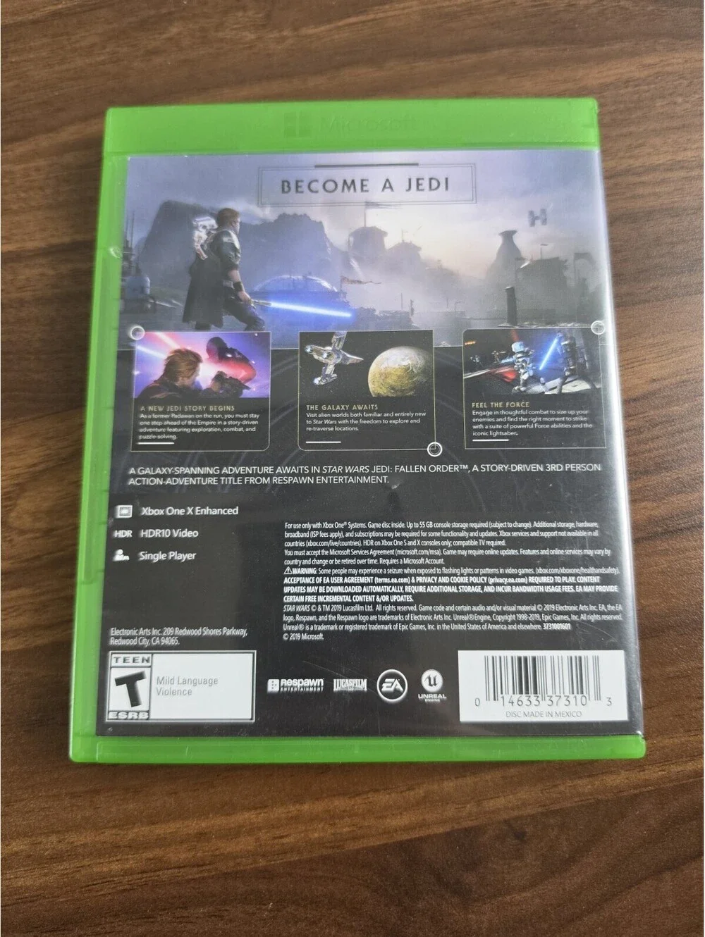 Electronic Arts Star Wars Jedi: Fallen Order Xbox One T 2019 HDR Disc Case